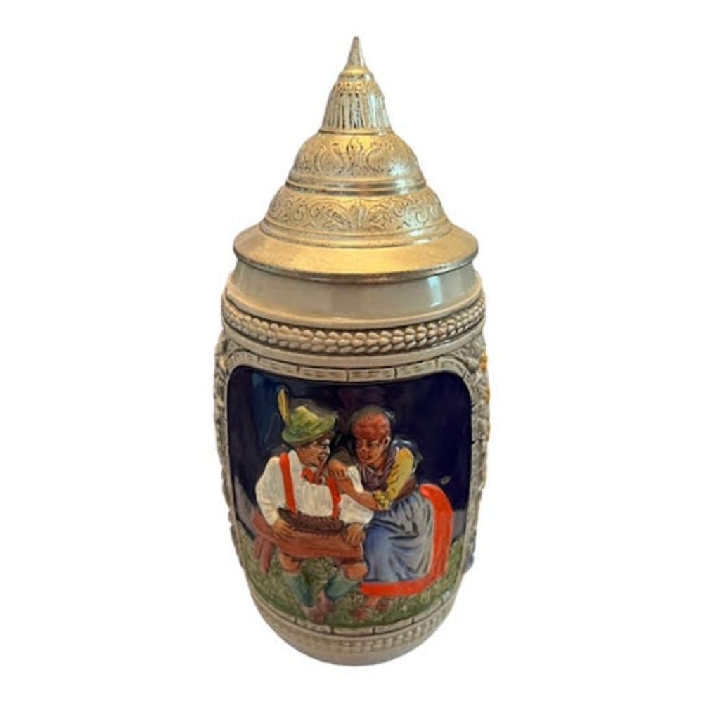 Vintage DBGM 24 German Village Lidded Beer Stein 8""